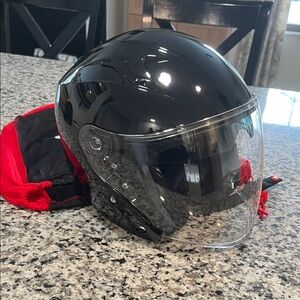 Glossy Black Motorcycle Helmet with Visor